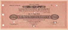 Bon ČSR ze dne 17.07.1924 na 1.000.000 Korun