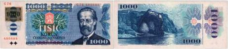 1000 Koruna 1985 - s lepeným kolkem