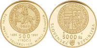 5000 Koruna 1999 - 500 let ražby tolarových mincí