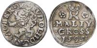 Malý groš 1595 Jáchymov - Hoffmann. HN-8b, opis 7c (RVDOL.II D:G.)