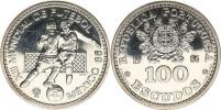 100 Escudos 1986 - MS ve fotbale     KM 637a     Ag 925  16