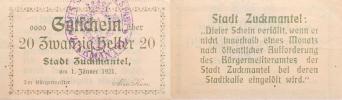 Zlaté Hory (Zuckmantel) - 20 Heller 1.1.1921