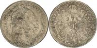 20 kr. 1869 b.zn. - mosaz (Moravec uvádí: nezaručený kus) "RR" 2