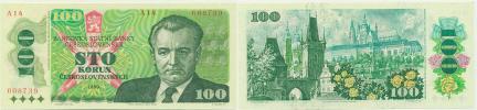 100 Kčs 1989 - Gottwald   sér. A 14       Baj. 106; Hej. 110