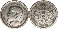 2 Reales 1865 R var. bez tečky za R - Rafael Carrera       "RR"