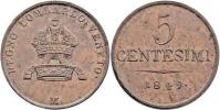 5 Centesimi 1849 M - větší typ