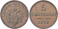 5 Centesimi 1852 V - menší typ