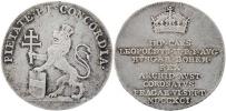 Větší jeton na korunovaci v Praze 6.9.1791 - lev se