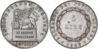 5 Lira 1848 - se lvem svatého Marka na podstavci
