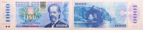 1000 Kčs/Sk 1985 - kolkovaná