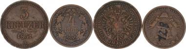 4 kr. 1868 KB (v rv. tuší invent. číslo); +3 kr. 1851 A (hry.)