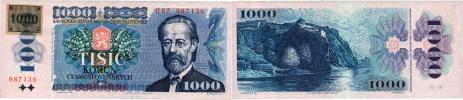 1000 Koruna 1985 - s lepeným kolkem