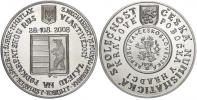 Vlastivědný zájezd na Podkarpatskou Rus 2.8. - 10.8.2008. Znak Podkarpatské Rusi a Ukrajiny, opisy / čsl. mince z r. 1938, znak Hradce Králové, opisy. Sign. Vít. Ag (nepunc.) 42 mm, 36,97 g. FM-nové (A14/29), RJV-271A, raženo 7 ks