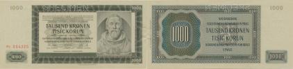 1000 K 1942 sér. Fc  III. vydání     Baj. 39b   SPECIMEN_mír. ohyb od sponky