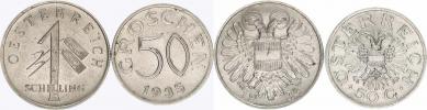 1 Schilling 1934; +50 Groschen 1935               2 ks