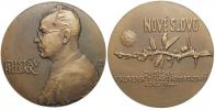 Kulich. 40. výr. založení "Nového slova" 1984. Poprsí Gustáva Husáka, nápis / větvička, nápisy. Bronz 70 mm, raženo 299 ks. Novák-08.001b