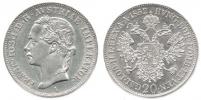 20 kr. 1852 A - hlava vlevo     "R"